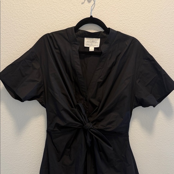 Anthropologie Black Button Down Shirt with Knot Detail - Picture 3 of 5